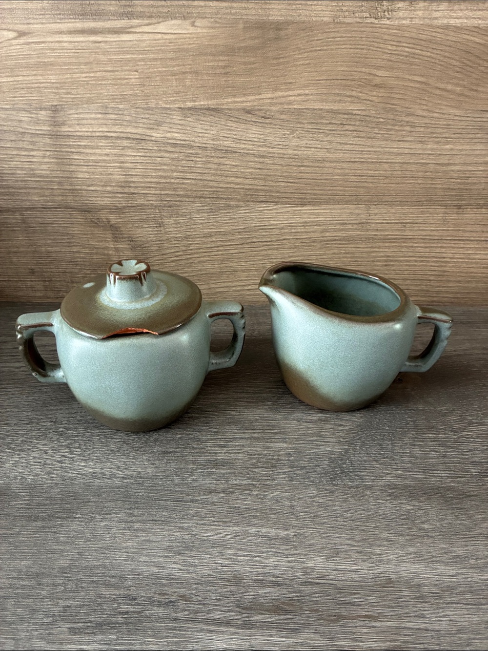 Frankoma Creamer and Sugar Bowl Prairie Blue